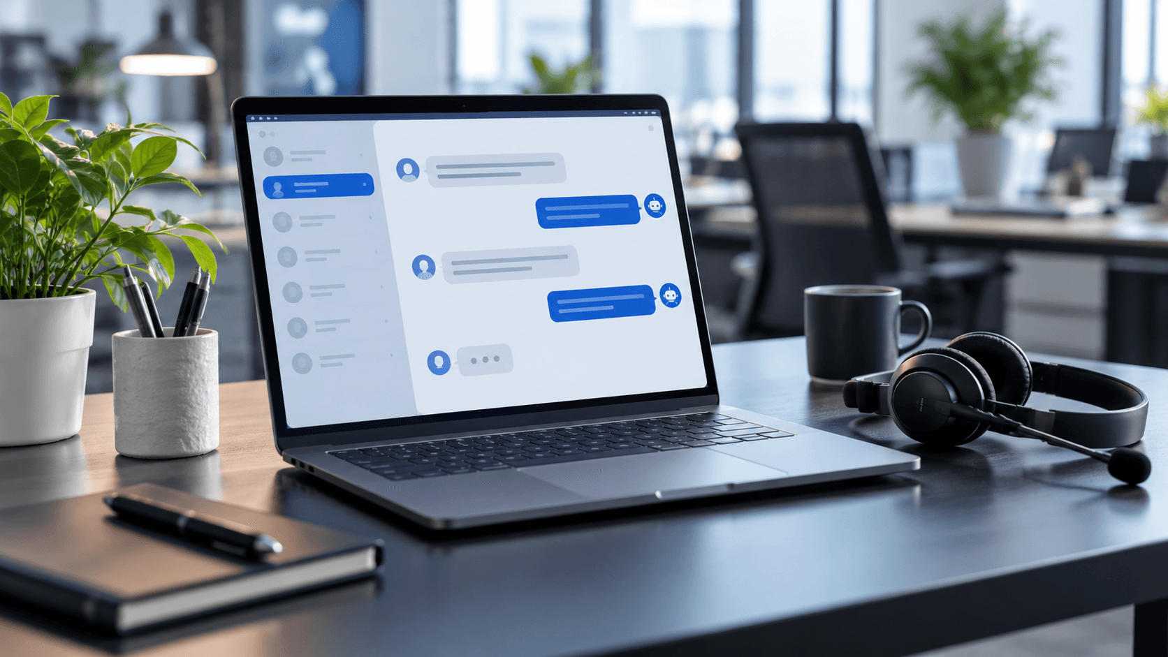 Concepto de atención al cliente con un chatbot inteligente